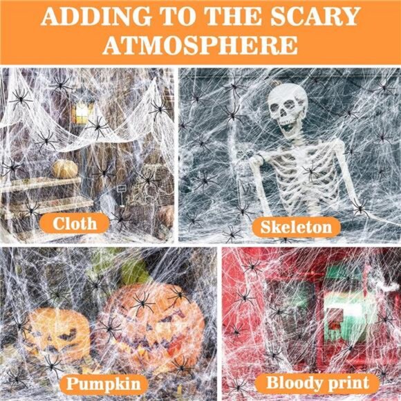 950 sqft Spider Webs Halloween-Decorations Halloween Spider Web Cobwebs - Picture 2 of 8